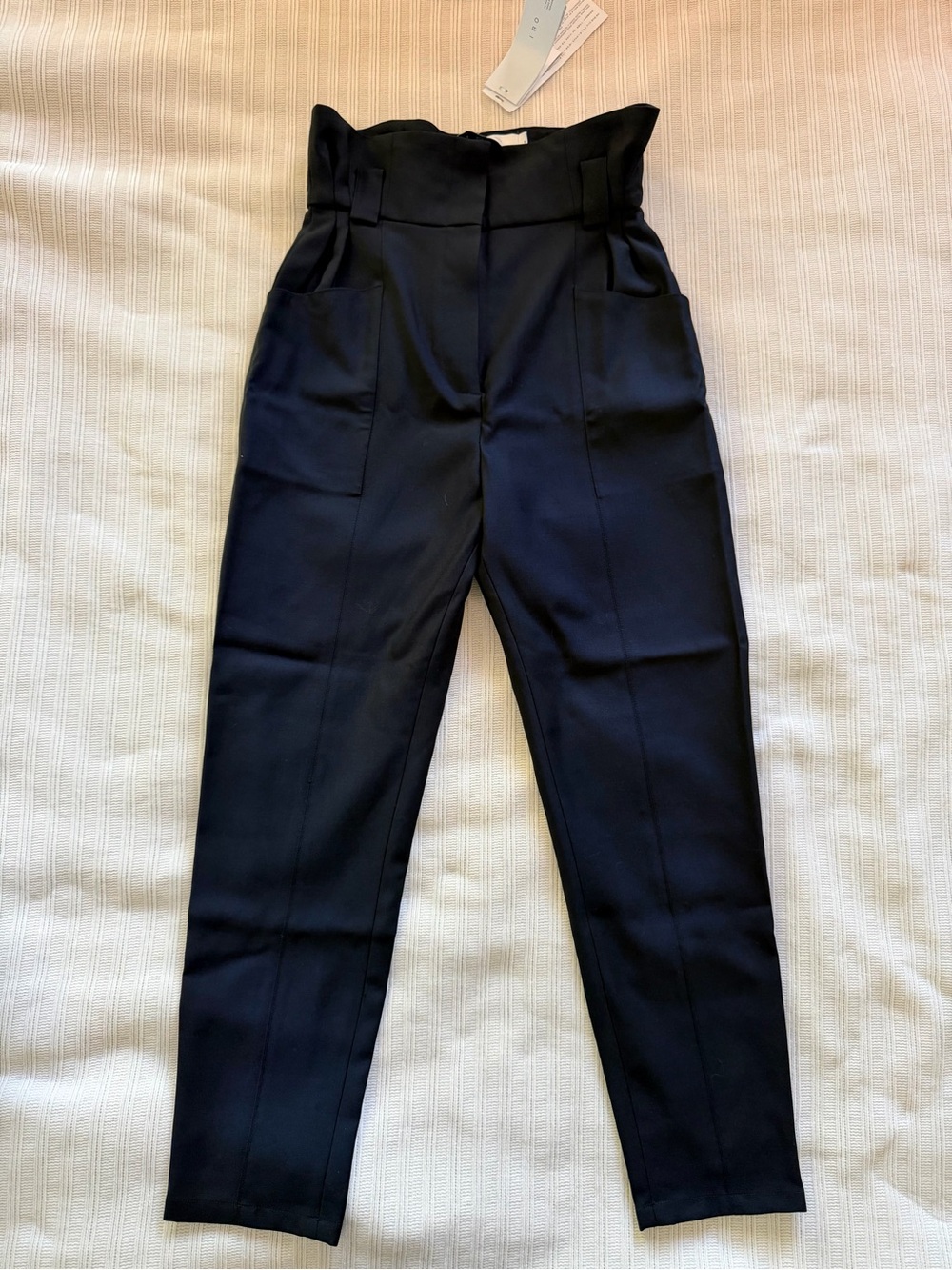 IRO Black High-Waist Paperbag Trousers